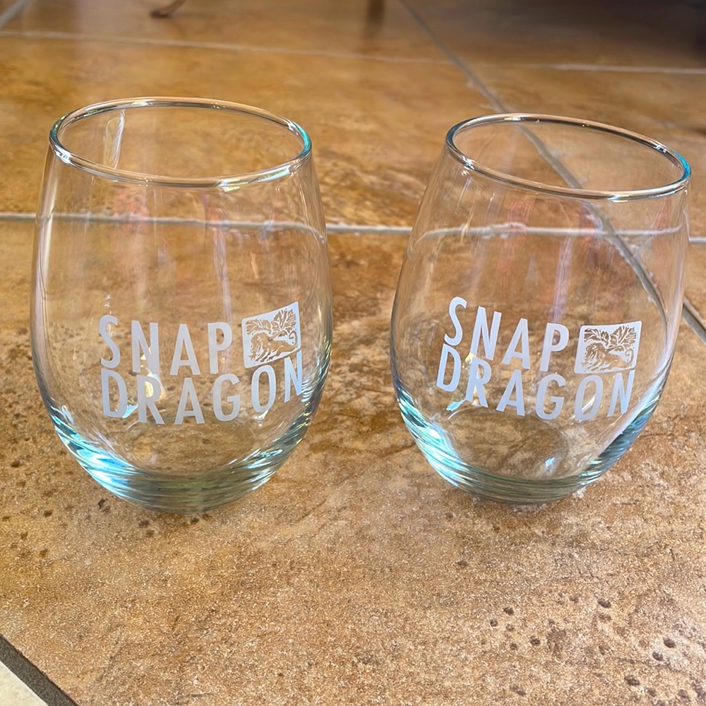 Set of Two Snapdragon Stemless Wine Glasses